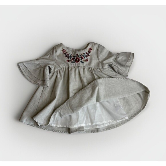 Tommy Bahama Girls Dress Floral Embroidery Size 18M Lined Flutter Sleeve Button - Picture 5 of 8